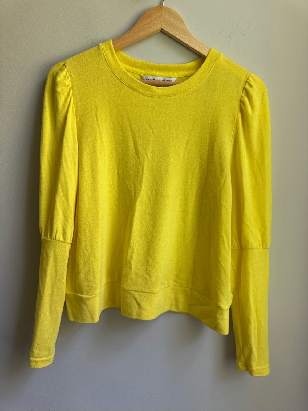 Cupcake & Cashmere Puff Sleeve Bright Yellow Women's Top